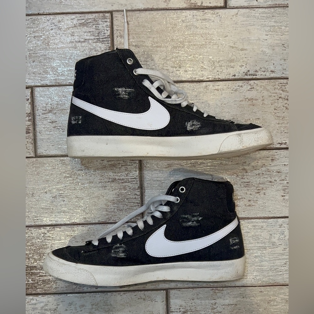 Nike Blazer Mid '77 VNTG Cleveland Rocks Denim Flames Fire DQ7635-001 sz 10.5M